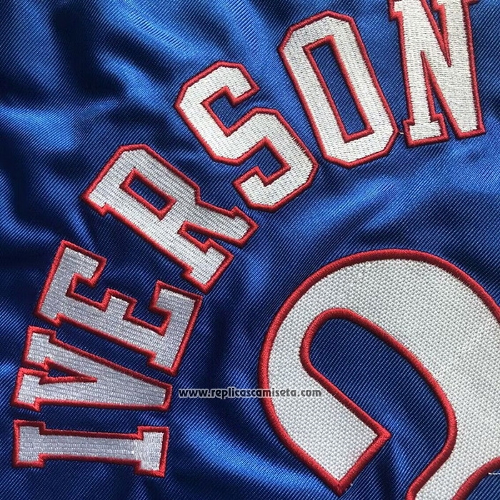 Camiseta Philadelphia 76ers Allen Iverson #3 Mitchell & Ness 2001-02 Azul